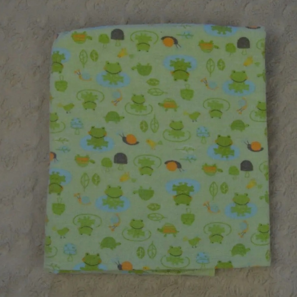 Babies R Us Turtle Frog Snail Baby Receiving Blanket Green Orange Leaf Flannel
